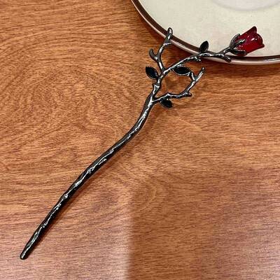 Flower Alloy Enamel Hair Pin Chopsticks