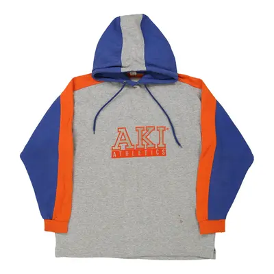 Aki Spellout Hoodie - Large Grey Cotton Blend