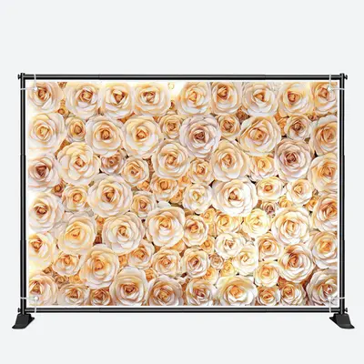 Dense Blooming Champagne Color Rose Floral Backdrop - Aperturee