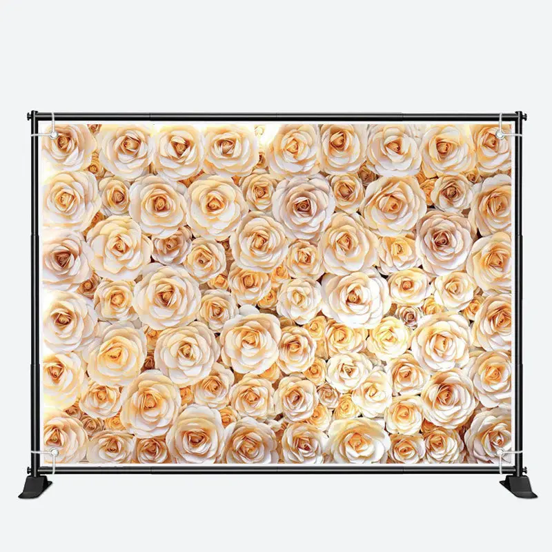 Dense Blooming Champagne Color Rose Floral Backdrop - Aperturee