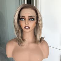 A01 by AISOM Free Part Glueless Lace Front Wig Warm Blonde Highlight Pre Plucked Hairline Natural Bob 13inches Synthetic Lace...