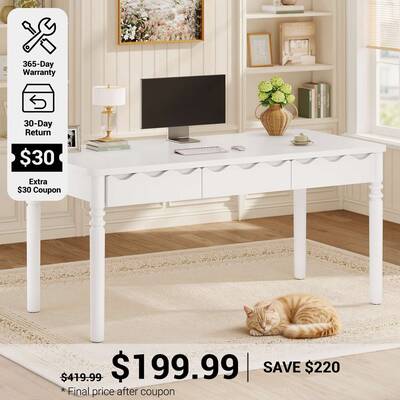 SEDETA | 47 Inch Solid Pine Wood Executive Desk with 3 Drawers Home Office Desk for Work Study Writing Makeup Vanity Desk for...