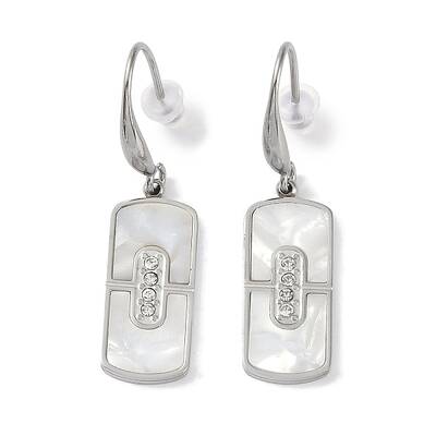 Rectangle 304 Stainless Steel Rhinestone Dangle Earrings