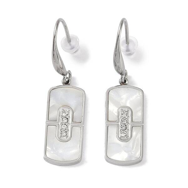 Rectangle 304 Stainless Steel Rhinestone Dangle Earrings