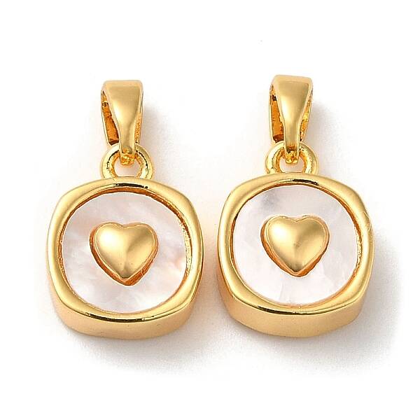 Brass Pave Shell Square Charms