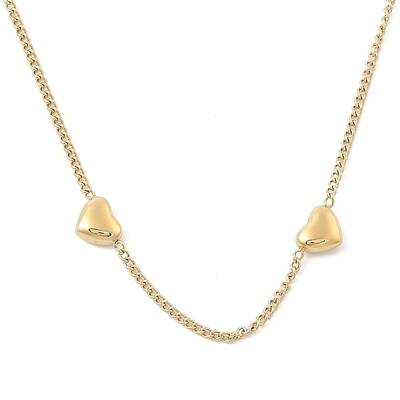 Ion Plating(IP) 304 Stainless Steel Heart Link Chain Necklaces for Women