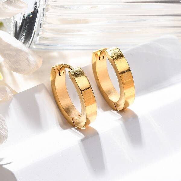 304 Stainless Steel Polishing effect Hoop Earrings