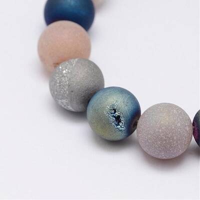 Electroplate Natural Agate Bead Strands