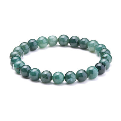 Natural Jadeite Round Beads Stretch Bracelets