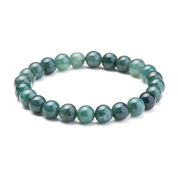 Natural Jadeite Round Beads Stretch Bracelets