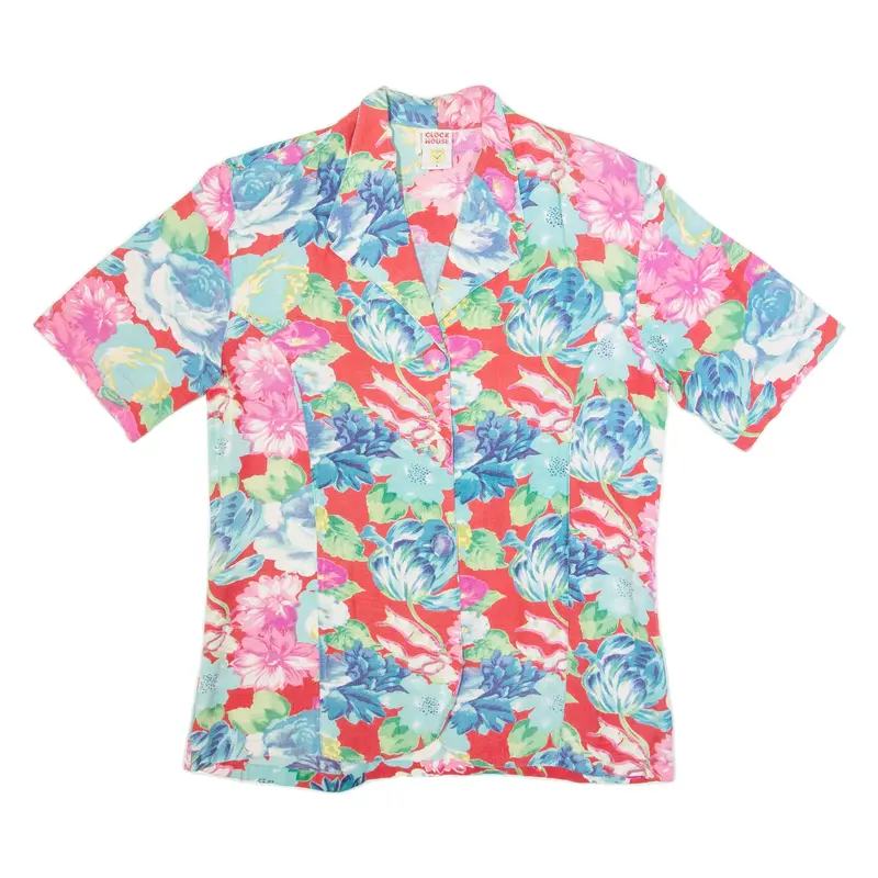 CLOCK HOUSE Womens Printed Blouse Pink V-Neck Floral S