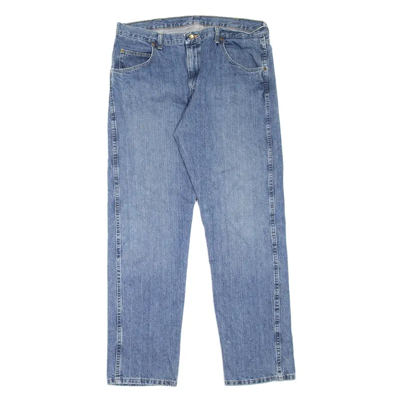 WRANGLER Mens Jeans Blue Regular Straight Stone Wash W38 L34