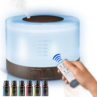 500ml Wood Grain Essential Oil Aroma Diffuser Humidifier - Remote Control Ultrasonic Cool Mist Air Purifier with Night Light,...