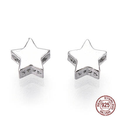 Rhodium Plated 925 Sterling Silver Beads