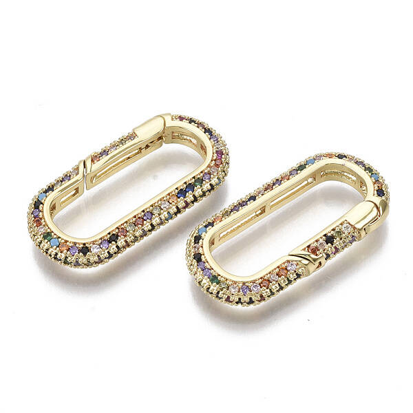 Brass Micro Pave Cubic Zirconia Spring Gate Rings