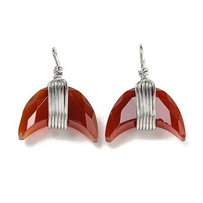 Natural Carnelian(Dyed & Heated) Copper Wire Wrapped Pendants