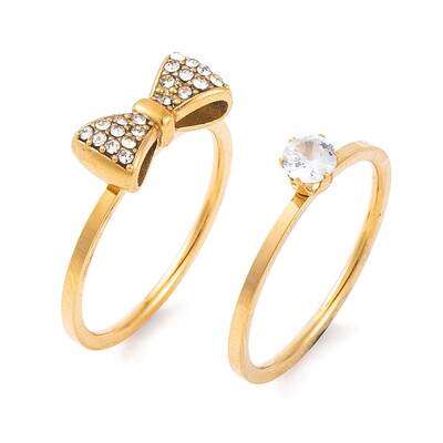 Bowknot 304 Stainless Steel Finger Ring Set for Women