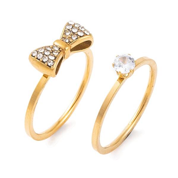 Bowknot 304 Stainless Steel Finger Ring Set for Women