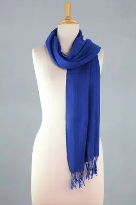 NOVICA Kashmiri Diamonds in Lapis Lapis Blue Diamond Patterned Woven Wool Scarf