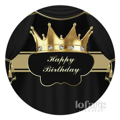 Aperturee Crown Black Gold Diamond Round Birthday Backdrop | Circle Backdrops For Birthday | Circular Birthday Backdrop Cover...
