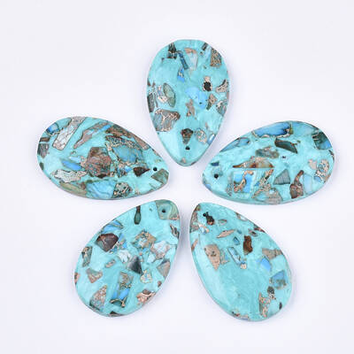 Assembled Synthetic Imperial Jasper and Turquoise Pendants