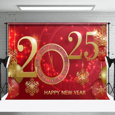 Aperturee Celebratory 2025 New Years Eve Midnight Clock Backdrop - Aperturee