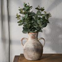 Rustic Ceramic Farmhouse Flower Vase with 2 Handles, 1 Count Vintage Vase, Decorative  Flower Vase for Home Table, Living Roo...