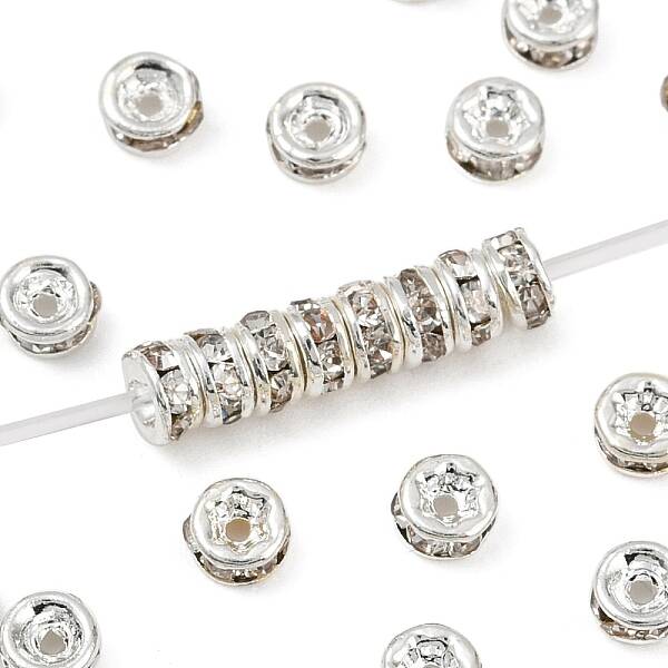 Rack Plating Rondelle Brass Grade A Crystal Rhinestone Spacer Beads