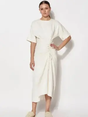 Ivy Ruched Drape Dress | Size: 32 | Color: Natural
