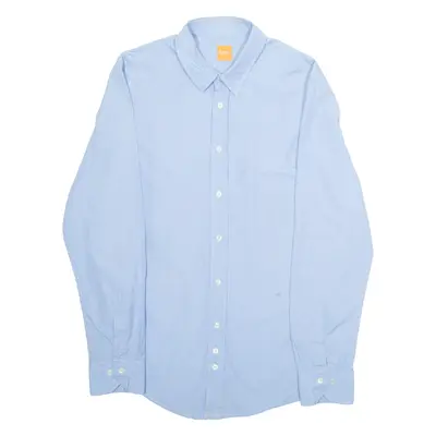 HUGO BOSS Mens Plain Shirt Blue Long Sleeve M