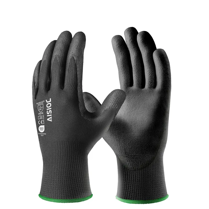 Ultra-thin Nylon PU Coated Safety Work Gloves, 12 Pairs Superior Grip Gardening Gloves with Knit Wrist Cuff, Gloves for Home...