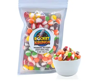 4 oz Krunchy Freeze Dried Rainbow Meteors Candy for Snack Lovers