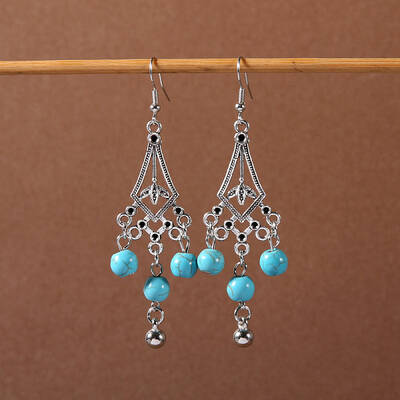 Bohemian tassel turquoise earrings