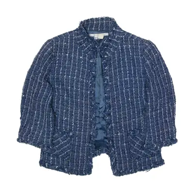 ZARA Sequin 3/4 Sleeve Overcoat Jacket Blue Womens S