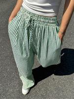 【plus Size】striped Print Straight Leg Pants, Elegant Curvy Fashion Casual Trousers for Daily Outdoor Wear, Women Plus Clo...