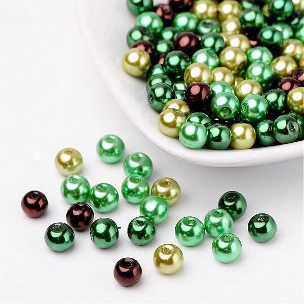 Choc-Mint Mix Pearlized Glass Pearl Beads