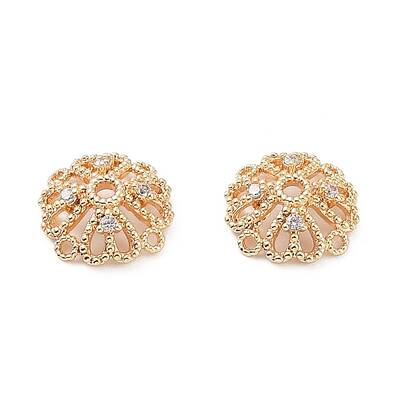 Rack Plating Brass Cubic Zirconia Bead Cap