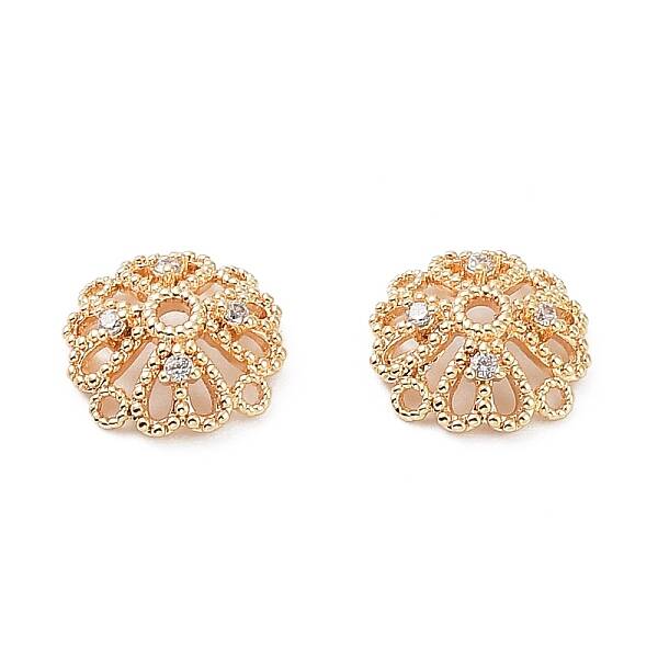 Rack Plating Brass Cubic Zirconia Bead Cap