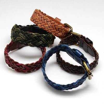 Trendy Unisex Casual Style Braided Hemp and Leather Wristband Bracelets