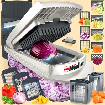 MUELLER 8-Blade Vegetable Chopper Food Slicer Pro Set, Onion Chopper, Cabbage Salad Chopping, Stainless Steel Blades, Home Ut...