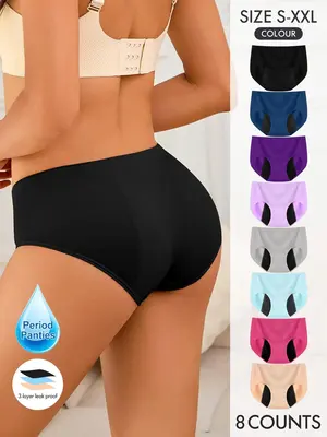 Women's Colorblock Seamless Period Panty, Soft Comfy Breathable Leakproof Knicker for Daily Wear, Underwear for Women