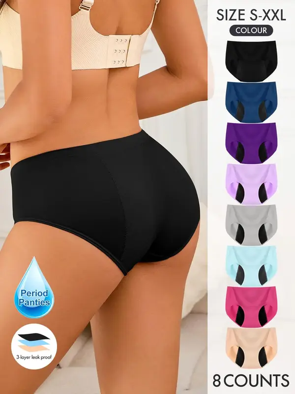 Women's Colorblock Seamless Period Panty, Soft Comfy Breathable Leakproof Knicker for Daily Wear, Underwear for Women