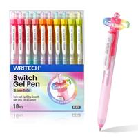 WRITECH Retractable Gel Ink Pens: 0.5mm Black-Ink Switch Between Silent and Clicky Soft Grip Fine Point Pen for Journaling Sm...