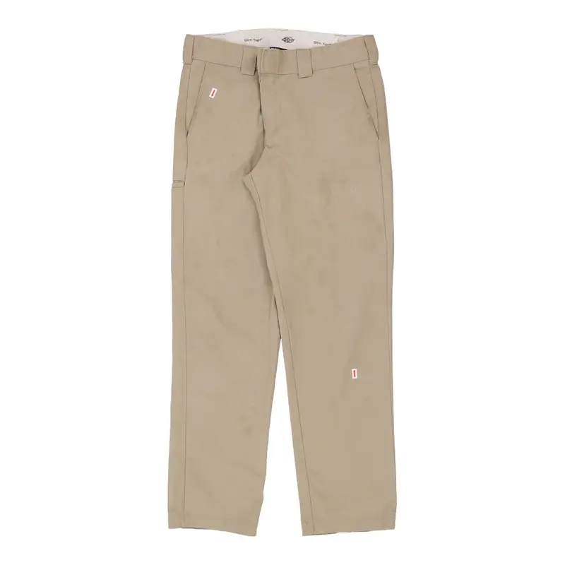 Slim Taper Dickies Trousers - 35W 32L Beige Cotton Blend