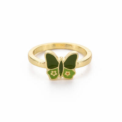 Rack Plating Light Gold Alloy Enamel Rings