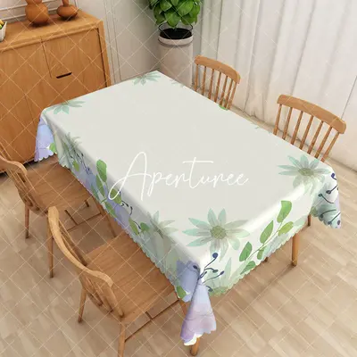 Aperturee Spring Green Leaf Floral Rectangular Tablecloth, 52 x 70 inch, 30.82 USD, rectangle tablecloths, ZWH01874-A
