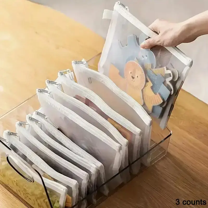 Clear Zipper Storage Bag, 3pcs/set Transparent Mesh Drawer Organizers Bag, Office Stationery & Supplies