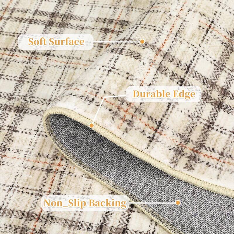 Garvee Entryway Rug 3x5 Washable Non Slip Rubber Backing Soft Low Pile Tartan Plaid Stain Resistant Farmhouse Bedroom Living ...