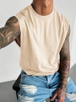Men's Solid Color Racer Back Tank Top, Regular Fit Casual Comfy Sleeveless Top for Summer, Men's Clothes for Daily Wear