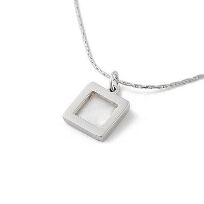 Non-Tarnish Shell Square Pendant Necklaces